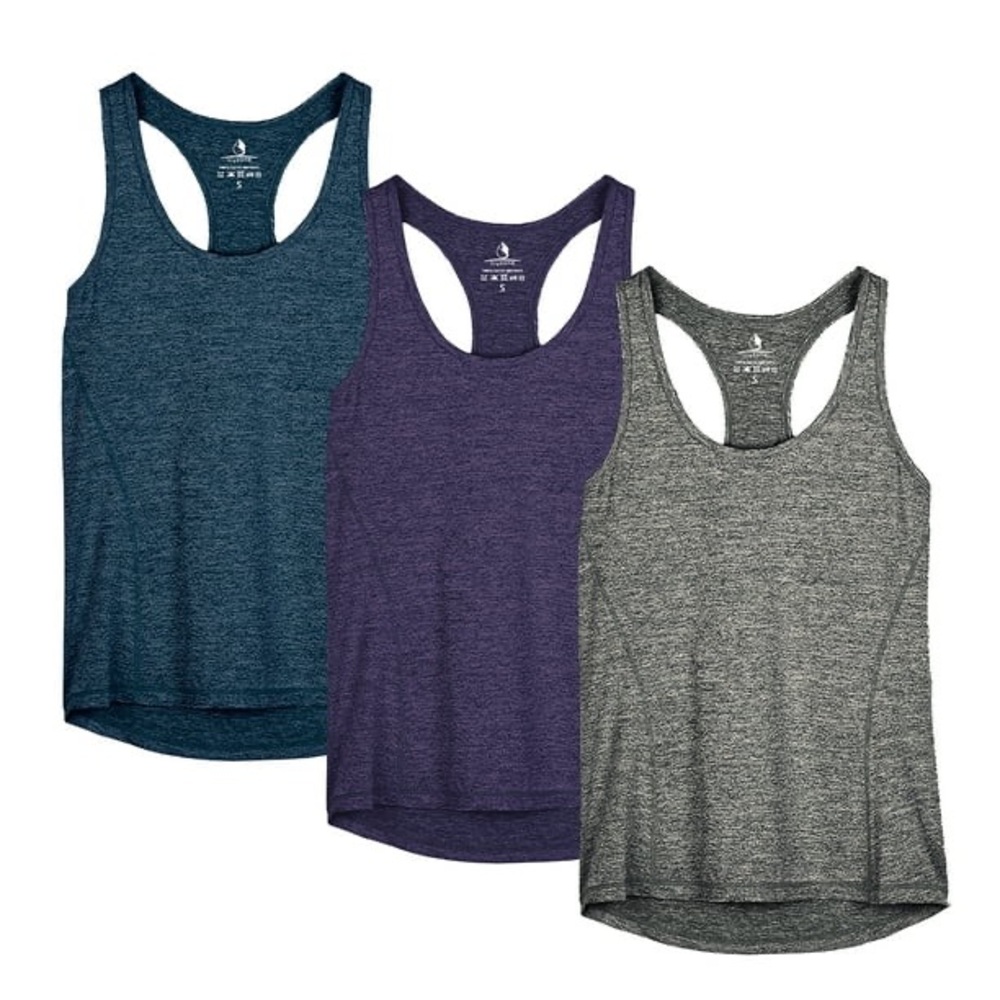 icyzone Workout Racerback Athletic Yoga Running Exercise (Pack of 3)
